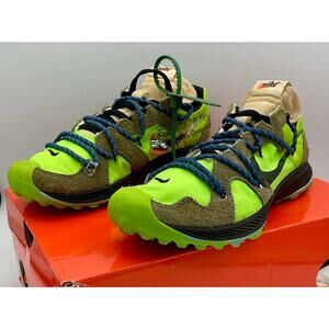 Nike Zoom Terra Kiger 5 Off-White Electric Green/Metallic Silver-Sail Sz 8.5